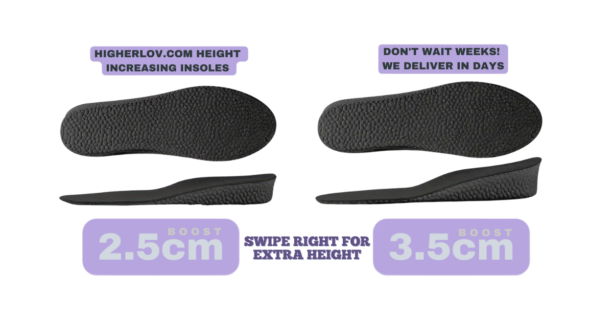 Boost Your Height HigherLov Insoles Black 2.5cm & 3.5cm side views