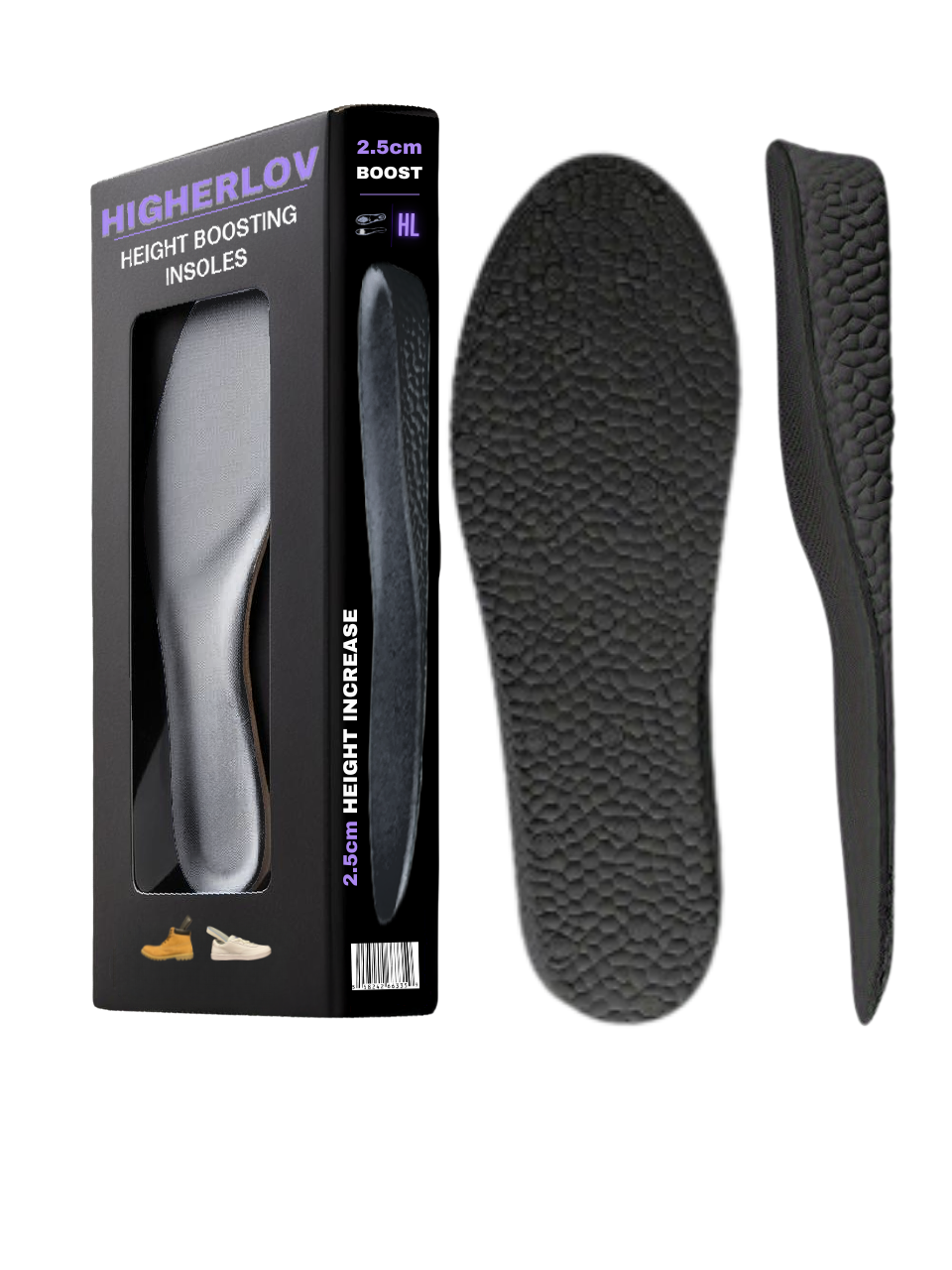 HigherLov Height Boost 2.5cm Black Box Pic