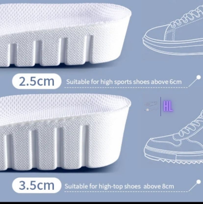 Height Increasing Insoles White - Boosting Insoles trainers & Boots 2.5cm & 3.5cm for Trainer & Shoes Taller In Seconds - Footwear Inserts - HigherLov