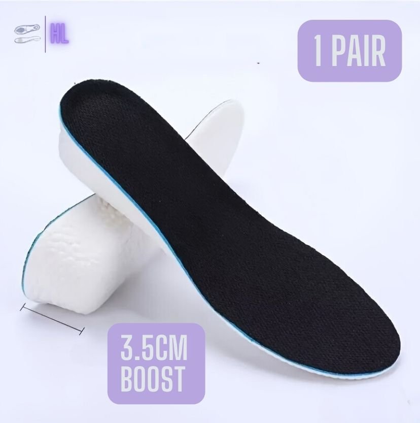 Height Increasing Insoles White sole Black top - Look Taller In Seconds - 2.5cm and 3.5cm Boost - Footwear Inserts - HigherLov