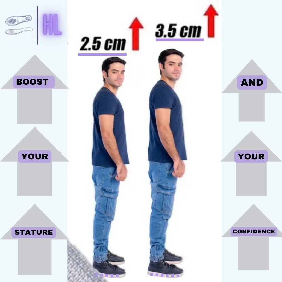 Height Increasing Insoles - Look Taller -Height Boosting Insoles - 2.5cm & 3.5cm for Trainer & Shoes