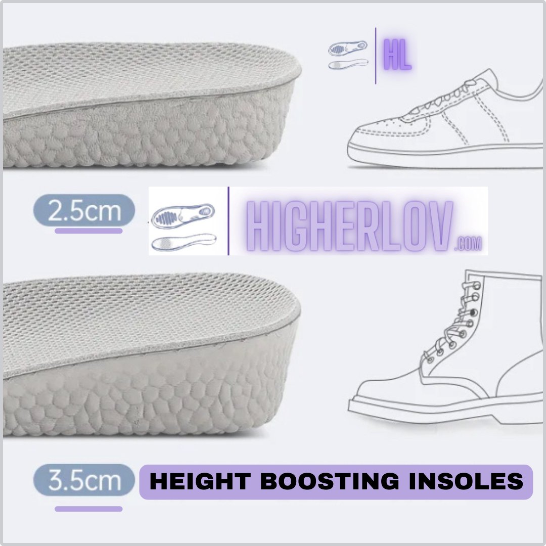 Height Boosting Insoles trainers & Boots 2.5cm & 3.5cm for Trainer & Shoes